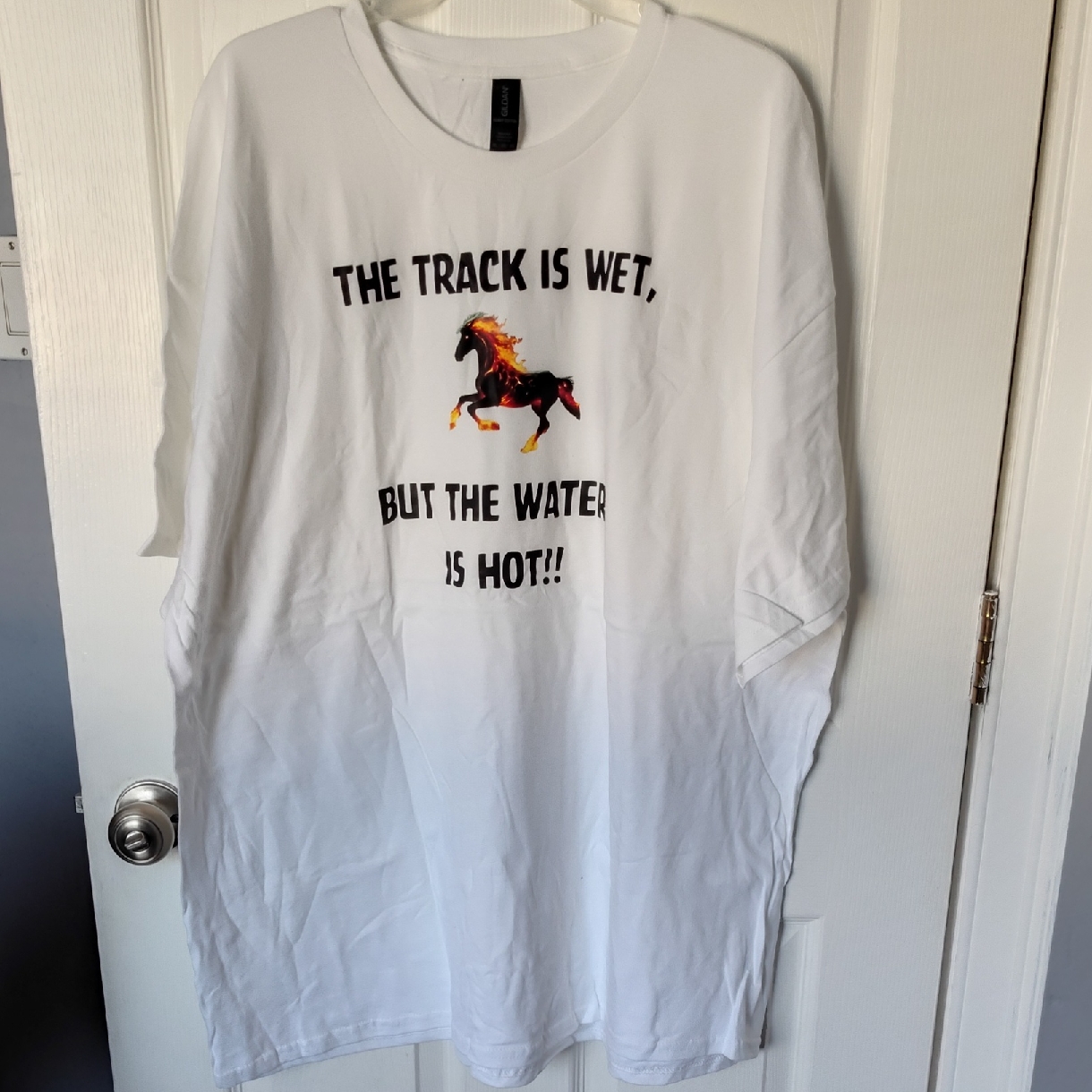 Kentucky Derby White Graphic TShirt With Horse Print